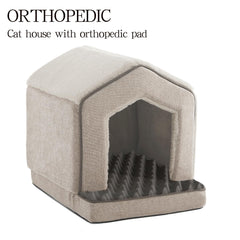 DEBANG HOME cat hideaway exterior shown in textured, durable fabric.
