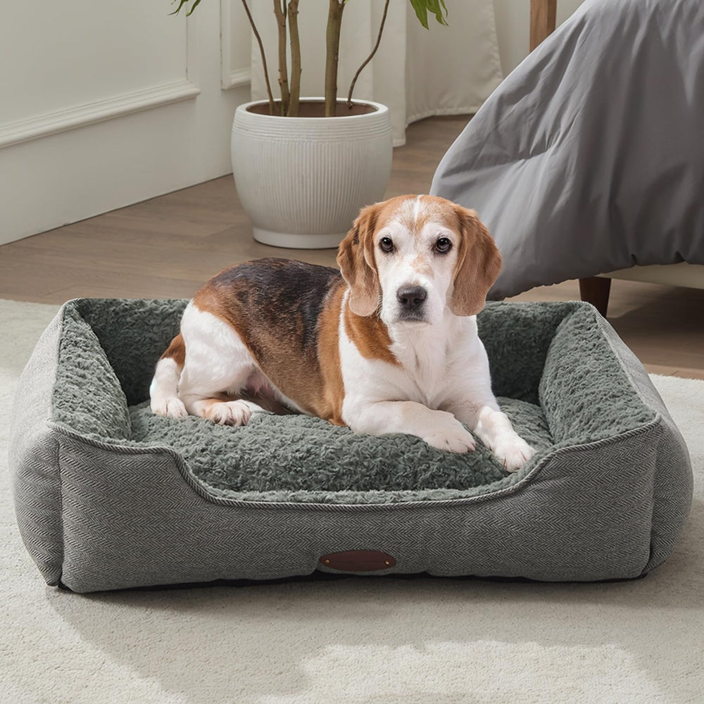 DEBANG HOME dog bed with rectangular soft surface provides cozy lounging for medium dogs.
