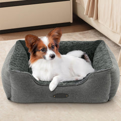 DEBANG HOME extra small bed gray plush surface for cozy small-pet naps