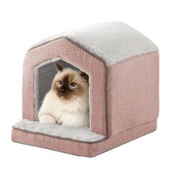 DEBANG HOME Orthopedic Cat House front view shows easy entry for cozy lounging.