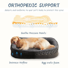 DEBANG HOME oval kennel bed with four bolsters provides cozy head and neck support