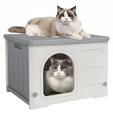 Deblue cat house with spacious interior for 1-2 cats, ideal for outdoor spaces.