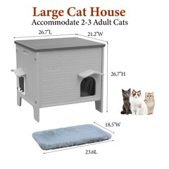 Deblue cat house spacious interior accommodates 2-3 cats comfortably