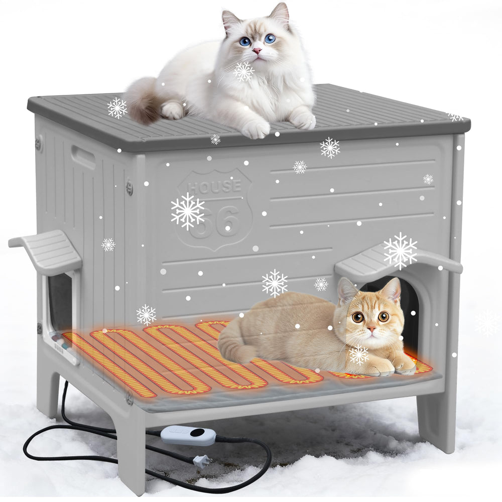 Deblue heated cat house outdoor-weatherproof plastic structure for safe shelter