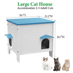Deblue outdoor cat house HDPE material highlights sturdy construction and durability.
