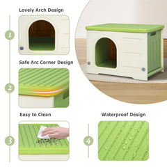 Deblue plastic cat house stackable roof enables stable multi-unit setups for several cats