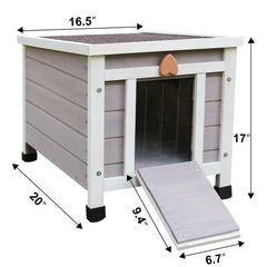 Deblue Weatherproof Cat House wooden construction with natural finish