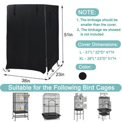DECKALY universal bird cage cover XL front panel raised view with adjustable light control