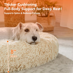 Deconovo donut dog bed raised rim supports head during naps