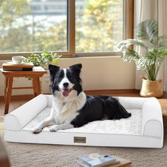 Deconovo sofa dog bed shows egg-crate foam core cushioning joints and airflow.