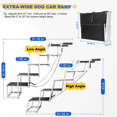 DeerGym extra-wide 18-7inch dog stairs provide stable footing for seniors.