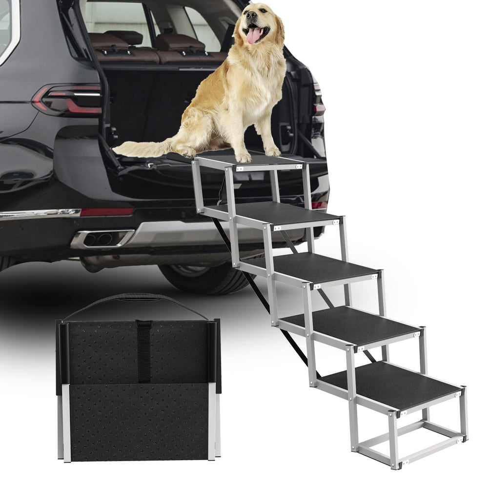 DeerGym dog stairs wide-steps aluminum-frame for large dogs