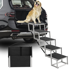 DeerGym dog stairs wide-steps aluminum-frame for large dogs