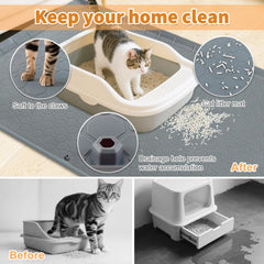 Deisunpet ribbed texture litter-trapping mat catches scattered litter at the box exit.