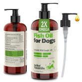 Deley Naturals Dog Fish Oil Icelandic bottle on wood promotes overall canine health