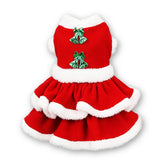 Delifur cat-dog Christmas dress with Santa skirt in red; enhances holiday photos.