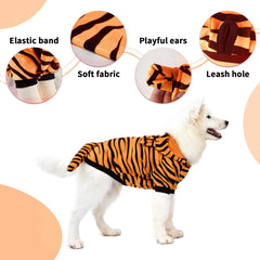 DELIFUR tiger-costume-dog-leash-hole shows secure outdoor access
