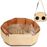 DELOMENPA 2in1 pet sling bed conversion demonstrates quick setup for travel and home.