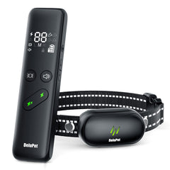 Delupet dog shock collar remote demonstrates 1600ft outdoor training range.