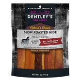 Dentley Naturales chuches de piel asada lenta con sabor a tocino para perros masticadores fuertes.