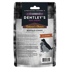 DENTLEY'S Nature's Chews Buffalo Strips closeup emphasizes natural ingredients and a satisfying chew