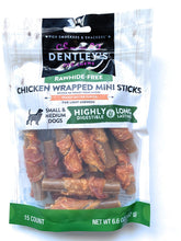 DENTLEY'S Palitos mini envueltos en pollo sin cuero, sabor cacahuate, ideales para mordedores ligeros.