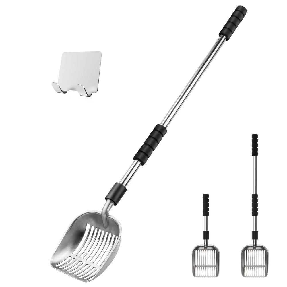 Depets cat litter scoop with deep shovel enables quick clump sifting.