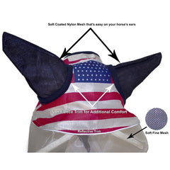 Derby Originals Reflective Safety Fly Mask with ears for secure, pest-free protection around ears