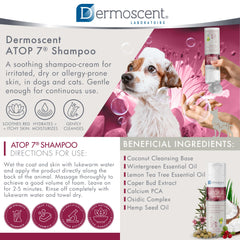 Dermoscent ATOP 7 Shampoo applied on a pet during bath with soothing effect