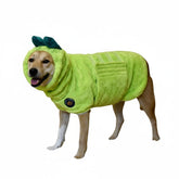 DERPYCHAPPY premium dog towel robe shows ultra-absorbent microfiber for fast post-bath drying.