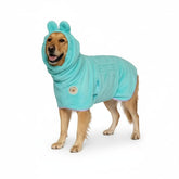 DERPYCHAPPY premium dog towel robe folded for compact storage and fast absorption after baths.