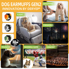 derYEP Dog Earmuffs GEN2 worn on dog's head during loud events for calmer reactions