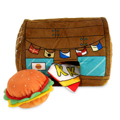 Design Lab Spongebob Krabby Patty plush highlighting interactive play and squeaker fun