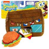 Design Lab Spongebob Krusty Krab plush nesting toy with hidden squeaky surprises for dogs