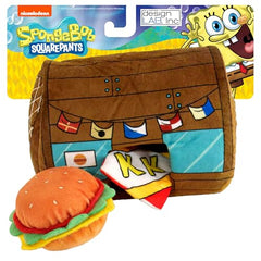 Design Lab Spongebob Krusty Krab plush nesting toy with hidden squeaky surprises for dogs