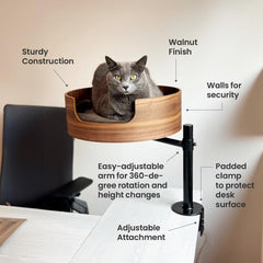 Desk Nest Cat Bed 360-rotate-base demonstrates adjustable positioning for perfect desk alignment.
