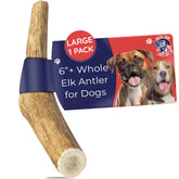 Devil Dog Pet Co elk antler 6-inch pack close-up shows durable chew for aggressive chewers