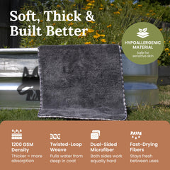 Devil Dog Microfiber towel doubles as crate liner and car-seat cover.