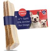 Devil Dog split elk antler small 4-inch two-pack for dogs supports boredom relief