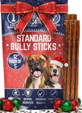 Devil Dog Pet Co. Bully Sticks 12-inch five-pack for long-lasting dog chews.