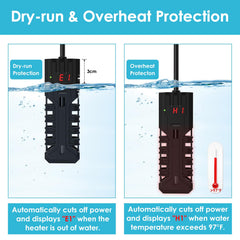 Devopet 100W heater with overheat protection for safer tank operation.