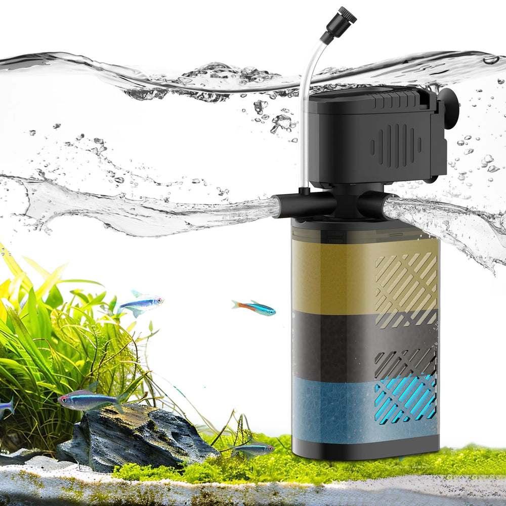 Devopet aquarium filter dual outlet setup improves circulation for clearer water.