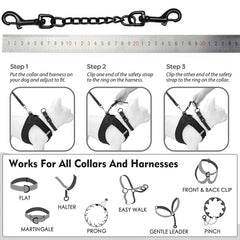 DEYACE metal dog collar safety clip 10inch closeup demonstrates durable backup for harness connections