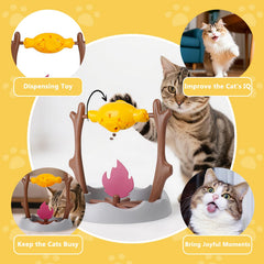 DFQ Cat BBQ Toy treat-dispensing-holes presents rewards to encourage slow feeding.