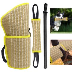 DGSL dog bite sleeve vertical stripe showing professional training gear for controlled bite work