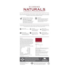 Diamond Naturals cage-free chicken kibble close-up emphasizes high protein for everyday vitality.