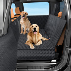 DIAMOOKY truck back seat extender front view demonstrating secure fit in full-size crews cabs