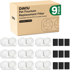 DIANU fountain filters 9-pack ready for quick replacement and fresher-tasting water.