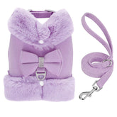 Didog small dog harness with bow tie in purple adds cute style for daily walks