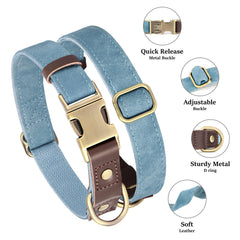 Didog denim blue collar quick-release buckle close-up